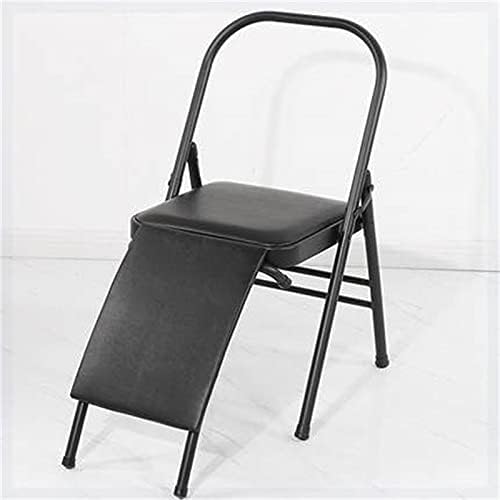 Teerwere Сгъваем стол за йога, стол за йога, Допълнителен стол, стол за йога, Допълнителен стол Сгъваем стол за здравето, Преобърнат стол, асансьор, нескользящий, издръжлив, за фитнес (Цвят: черен размер: 47X45X82,5