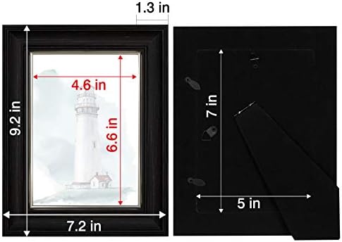 Рамка за снимки Annecy 5x7 (4 опаковки, различни цветове) - Рамки за снимки в селски стил 5x7 с натурален стъкло с висока разделителна способност - Монтиране на стена и тенис на дисплея