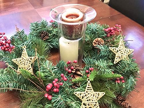 Коледни традиции 4-инчов Златни Блестящи Бижута от Ратан под формата на Звезди, Подвесная Елха/Коледни Подаръци/Декорация за Коледната трапеза (комплект от 8)