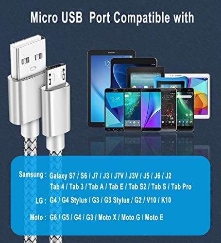 Кабел за зарядно Micro USB, 2, 6 фута, Бързо Зарядно устройство Android, Кабел за Samsung Galaxy S6 S7 Plus Edge Active J7 Crown/Star/Prime/Sky Pro/Refine/Pro/NeoJ3 J7V J3V J5 J6 J2 Note 5, Раздел 3 4 A E S S2 LG G3