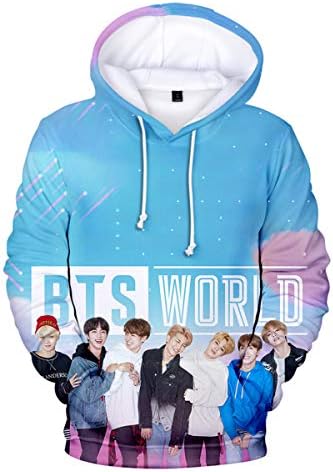 Qaedtls Bangtan Boys 3D Hoody с качулка Love Yourself World Tour Jimin Suga V Jungkook Пуловер за Жени, Мъже