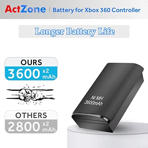 ActZone 2 елемента 3600 mah Акумулаторна батерия Ni-MH Батерия, Подмяна на Безжичен контролер Xbox 360