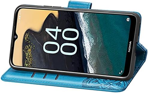 GYHOYA, Съвместим с Nokia G400 5G, една Чанта-портфейл за жени, Кожен Флип-фолио с магнитна поставка и държач за карти, Защитен калъф за Nokia G400 5G Blue Butterfly SD