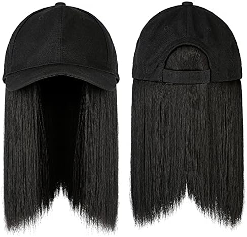 MANHONG Приложено към косата на перука бейзболна шапка Дълга права прическа шапка за коса с Регулируема перука югозападна козирка мъжки шапки