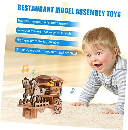 Toyvian 1 бр. Дървена Модел на Треньора Детски Образователни Играчки Въртележката Кон Музикална Ковчег Музикална Треньорът Проверка Класически 3D