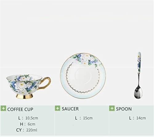 N/A Британски Ретро Керамични кана за кафе, утайка от чаша с блюдцем, комплект лъжици, Коледна чаша Порцелан Чаена чаша, чаша за вода (Цвят: комплект от 6 теми, размер: както е показано на фигурата)