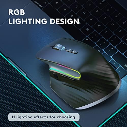 RGB Безжична Ергономична Мишка за лаптоп Мълчанието USB-C Акумулаторна 5 Точки на инч 9 Бутони за Бърз достъп 2,4 G Оптични Мишки за Преносими PC на Windows/ Mac/ Android/ Microsoft