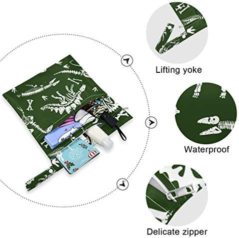 Истински Мокри и Сухи Чанти с виртуален скелет на Динозавър за детски Филтър Пелени, да Пере Пътни Чанти, Плажни, Спортни Чанти за Бански и Мокри дрехи, от 2 опаковки