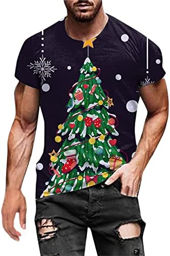 Тениски WOCACHI Коледа Мъжки Solider с къс ръкав, Забавни Коледни Тениски с Образа на Дядо Коледа За спортни тренировки, Дебнещ графични Тениски
