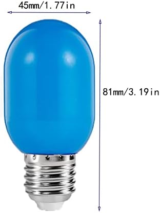 Lxcom Lighting 1 W G45 Led Синя Крушка Коледни Смяна на електрически Крушки Пластмасова Декоративна Цветна Нощна Лампа E26/E27 със Средна Основание за декор Коледно Сватбени партита във Вътрешния двор, 25 Бр. (синьо)