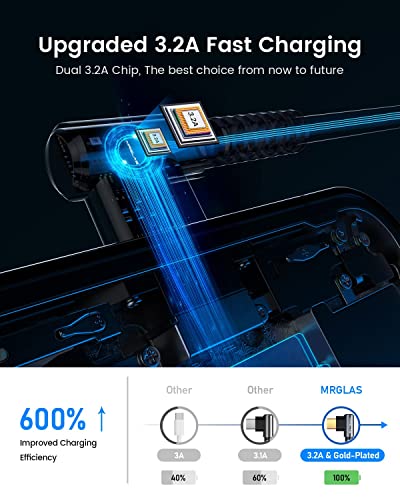 Кабел за зарядно устройство MRGLAS 3.2 A USB C, [2 опаковки, 10 фута] Правоъгълен кабел USB A-C USB, Позлатените Зарядно устройство Type C, Бързо зареждане, Кабел за зареждане в найлонов оплетке, който е Съвместим с