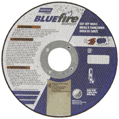 Ъглошлайф Norton Blue Fire Plus Right Cut, с повишено въртящи се абразивни Плосък отрезным кръг, вид 01, цирконий, беседки 7/8 инча в диаметър 6 инча х дебелина 0,045 инча (опаковка по 25 парчета)