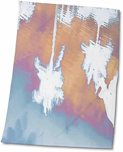 3dRose Абстрактни палми - Изображение на Бели палми, отражающихся Във водата На Абстрактни кърпи (twl-255358-3)