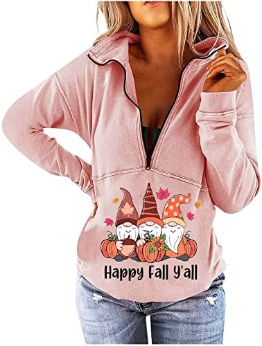 Дамски блузи Happy Fall y ' all, Hoody джоб с Дълъг Ръкав, Блузи, Модни Графична Мека Ежедневни Облекла Оверсайз