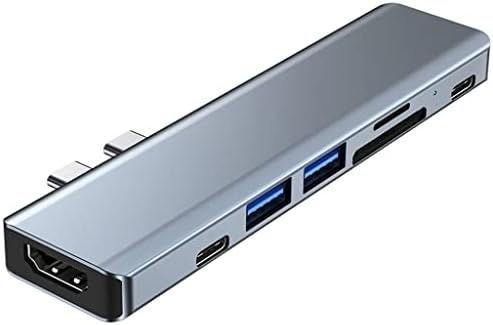 YFQHDD за пристанището докинг станция Type C C-Съвместим адаптер USB 3.0 TF SD Reader PD Зарядно устройство Зарядно устройство за въздушна сплитер (Цвят: бял-Плодов персик5, Размер: Д)