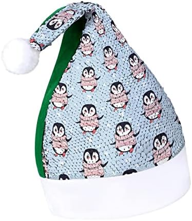 Снежинки Пингвините Забавна Коледна Шапка С Пайети Дядо Коледа Шапки за Мъже Жени Коледна Украса За Празнично Парти