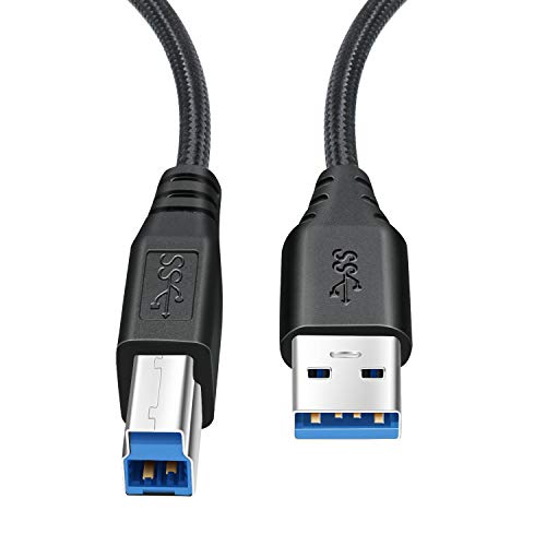 Кабел OKRAY USB A USB B 3.0 2 пакет 6-крак Високата кабел, тип A-B, от един мъж към мъж, Найлонова Оплетка Кабел USB A USB B за USB-хъб /Външни твърди дискове / Зарядно устройство / скенер / монитор / принтер (черен)