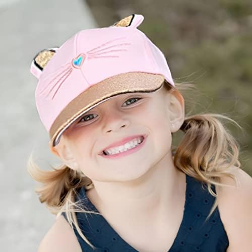 accsa/ Детска бейзболна шапка за момичета, Шапка на шофьор на камион с Сладък Котка, Лятна Регулируема бейзболна шапка с 3D Уши, на възраст от 3 до 9 Години