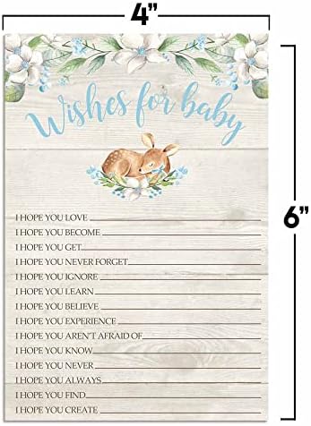 Картички с пожелания за дете Amanda Creation Little Deer Woodland Boy 20,4 x6 - Чудесен подарък за спомен и забавно занимание за детската душа - Пожелания за паметта за вашето бебе на най-новите поколения - Заполняемые