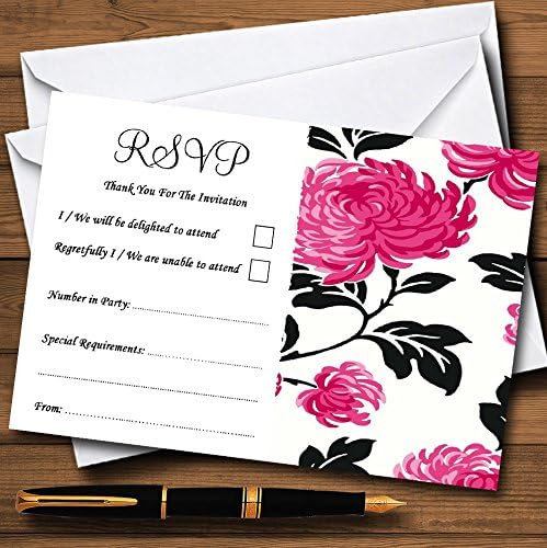 Красиви Розови Черно-бели Реколта Персонални Покани, картички с цветен модел