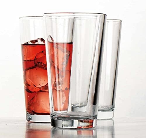 Комплект чаши за пиене Home Essentials & Beyond от 4 стъклени чаши за хайбола обем 17 мл, стъклена посуда Colins Охладител за напитки. За бар - Вода, Бира, сок, студен чай и коктейли. Могат да се мият в съдомиялна машина.