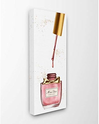 Четка за Лак за нокти Stupell Industries За грим Златисто-Розовата Мода, Дизайн на художника Ziwei Li Wall Art, 10 x 24, Платно