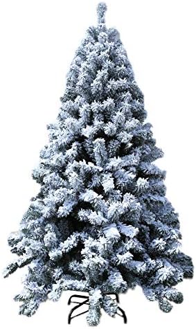 Коледна елха с Изкуствен сняг/Флокированием 11,5 метра, Празничен Декор от Бор на панти, Без задно Осветяване с Метална Стойка, Коледна Елха от Висококачествен PVC за вътрешно и външно използване -Зелена 11,5 метра