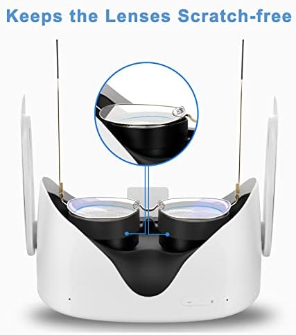 Централен колан SUPERUS и уплътнението за очила, съвместими с аксесоари Oculus / Meta Quest 2, подобряват комфорта, намаляват налягането в главата и предотвратяване на белези лещи виртуална реалност вашите точки (черен)