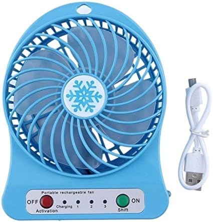 YCZDG Мини Преносим Вентилатор USB Акумулаторна Въздушен вентилатор Скорост на Led Осветление, Функция Настолен Вентилатор Студентски Вентилатор Цвят: синьо)