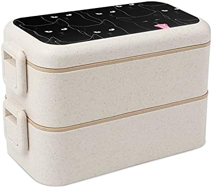 Херметични Контейнери Bento Lunch Box От Пшеничен Влакна Черна Котка За Деца И Възрастни
