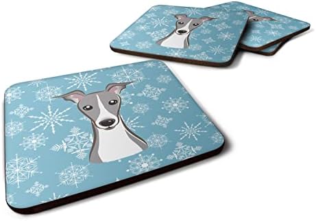 Набор от пяна дъски на каботажните Caroline's Treasures BB1670FC Snowflake Italian Greyhound, 4, 3 1/2 x 3 1/2, Многоцветен