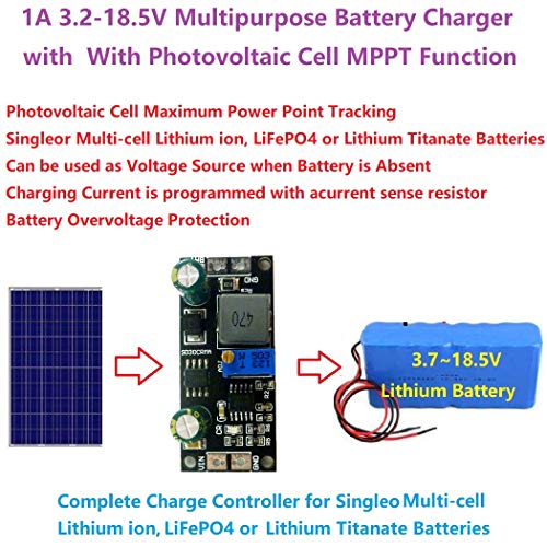 eletechsup MPPT Контролер 1A 3,2 ДО 3,7 НА 3,8 7,4 В 11,1 от 14,8 В Модул Зарядно устройство Литиево-йонна батерия за Слънчеви панели 18 (1)