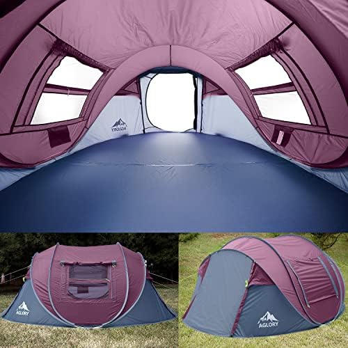 Лека всплывающая палатка за 4-5 души, 9,5 'X6,8 'X49, за Автоматична настройка, водоустойчив, с 2 врати - Семейни палатки незабавни действия за къмпинг, туризъм и пътуване