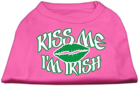 Mirage Pet Products 10-Инчов Тениска с Трафаретным принтом Kiss Me, I ' m Irish за домашни любимци, Малка, ярко-розова