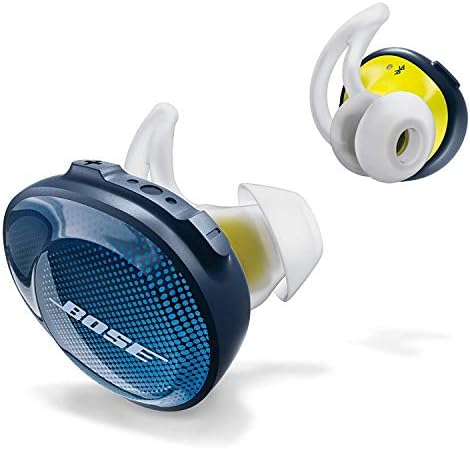 Bose SoundSport Free, Истински Безжични слушалки (Защитени от изпотяване Bluetooth-слушалки за тренировки и спорт), Тъмно синьо / Citron