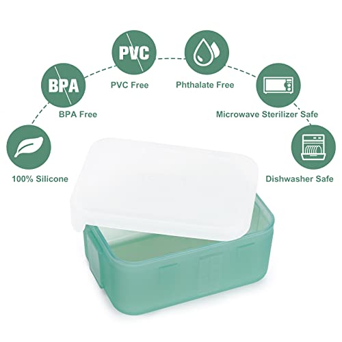 контейнери за съхранение на храна haakaa за дете или семейството, фризер, Контейнер за съхранение от хранително-силикон + Кутия за съхранение от хранително-полипропилен, фризер, микровълнова печка и миялна машина (4