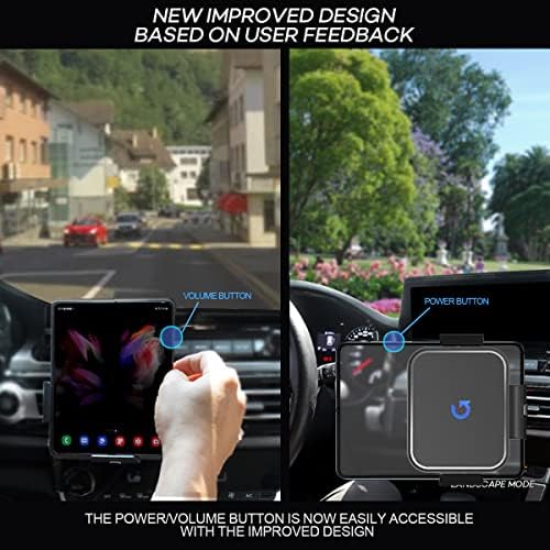Безжично зарядно за кола ПОГЛЕДЪТ Car Wide H V2 съвместим с Samsung Galaxy Z Fold, iPhone 4 14 Pro Max, S22 Ultra, Pixel 6 Pro, с възможност за портрет видите с две макари бързо зареждане, автоматично зажимное за определяне