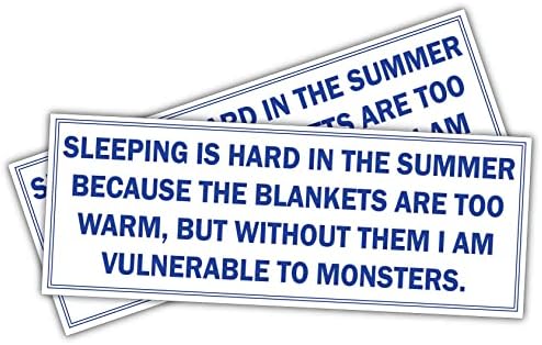 (x2) през Лятото е трудно да спя, Защото Одеяла твърде топло | Забавен стикер-винетка, Хумористичен стикер за леки автомобили, камиони, Каски, кутии с инструменти, Багаж