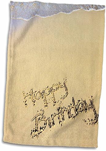 Специални събития 3dRose Florene - Поздравления честит рожден Ден, Написани На Пясъчен кърпи (twl-62164-1)