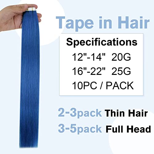 【Спестете повече】Easyouth Двукомпонентен кран за удължаване на косата от истински човешки коси 1000 и синьо 14 инча