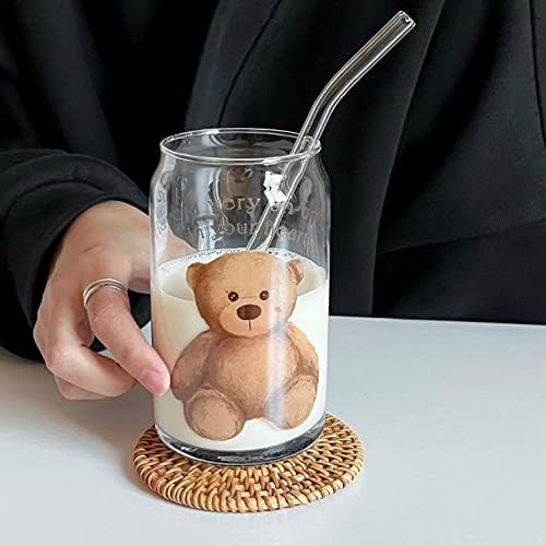 Стъклени Чаши във формата на банките RYUHYF, Бирени чаши, Чаши за кафе с лед, Чаша с хубави Медвежонком, определени от 1 (450 мл)