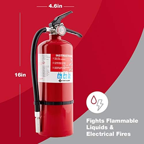 Акумулаторна Пожарогасител First Alert HOME2PRO, съответстваща на изискванията на стандарта UL 2-А:10-B: C, Червен
