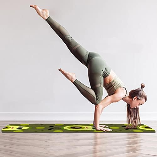 Дебел Нескользящий постелката за йога и фитнес 1/4 с шарени Авокадо за практикуване на Йога, Пилатес и фитнес на пода (61x183 см)