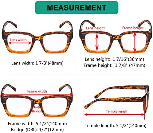 Дамски очила за четене Eyekepper - Големи Квадратни Дизайнерски Ридеры за жени Черепахового цвят