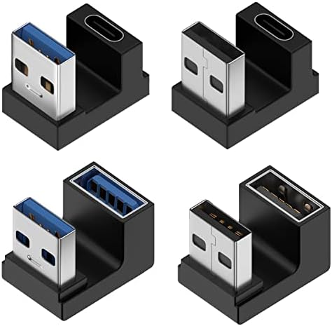 USB-адаптер Jadebones 180 градуса (4 опаковки), Конвертор USB щепсела на USB C USB конектор C, U-Образен Разклонител USB A между фоно свещи и жакове