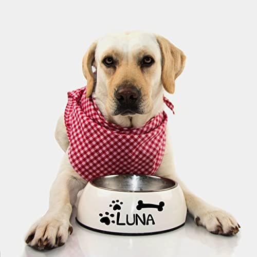 Стикер на кучешка лапа с индивидуален име на Кучето - Персонални Стикер на кучешка купа с участието на Лапи и кости - Потребителска стикер на кучешка лапа и кост за бронята на автомобила, прозорци, чаши