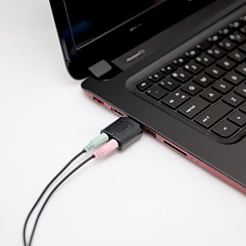 Syba външен USB Адаптер Стереозвука за Windows, Mac, Linux Допълнителен Източник на звук с жак 3,5 мм за аудиомикрофона C-Media Чипсет