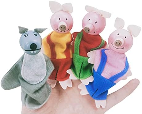 4 БР. Пальчиковые кукли Трите Прасенца - Мини-Кукли-животни, за деца, които разказват истории и да Играят в Куклен Театър, Плюшени Мультяшные Пальчиковые Кукли за деца