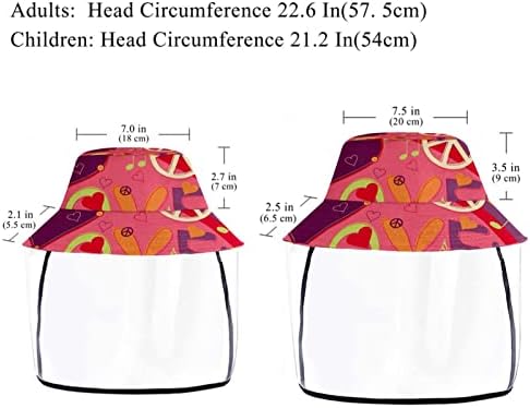 Възрастен Защитна Шапка с Маска За лице, Рибарска Шапка От Слънце, Любов и Мир, Розово и Розово
