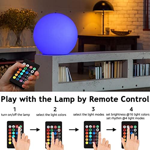 6-инчов безжичен led лампа във формата на топка за деца, лека нощ с променящите се цвета RGB, лампа за настроението с дистанционно управление, акумулаторна батерия led нощна светлина във вид на кълбо, нощни лампа, подходящ